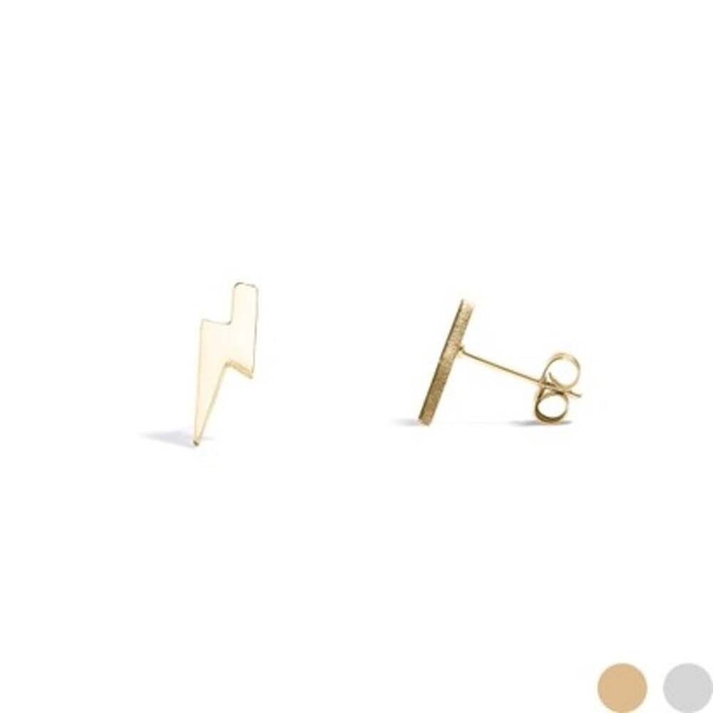 NWT 18K Gold PVD Stainless Steel Lightning Bolt Stud Earrings Tarnish Free